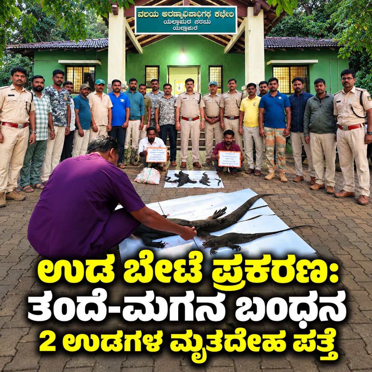 ಉಡ ಬೇಟೆಯಾಡಿ ಜೈಲು ಸೇರಿದ ತಂದೆ-ಮಗ!